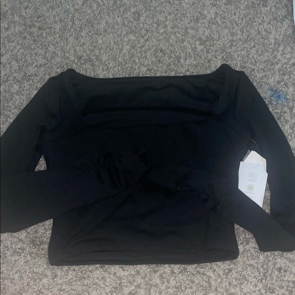 Gilly Hicks Black Long Sleeve Crop Top